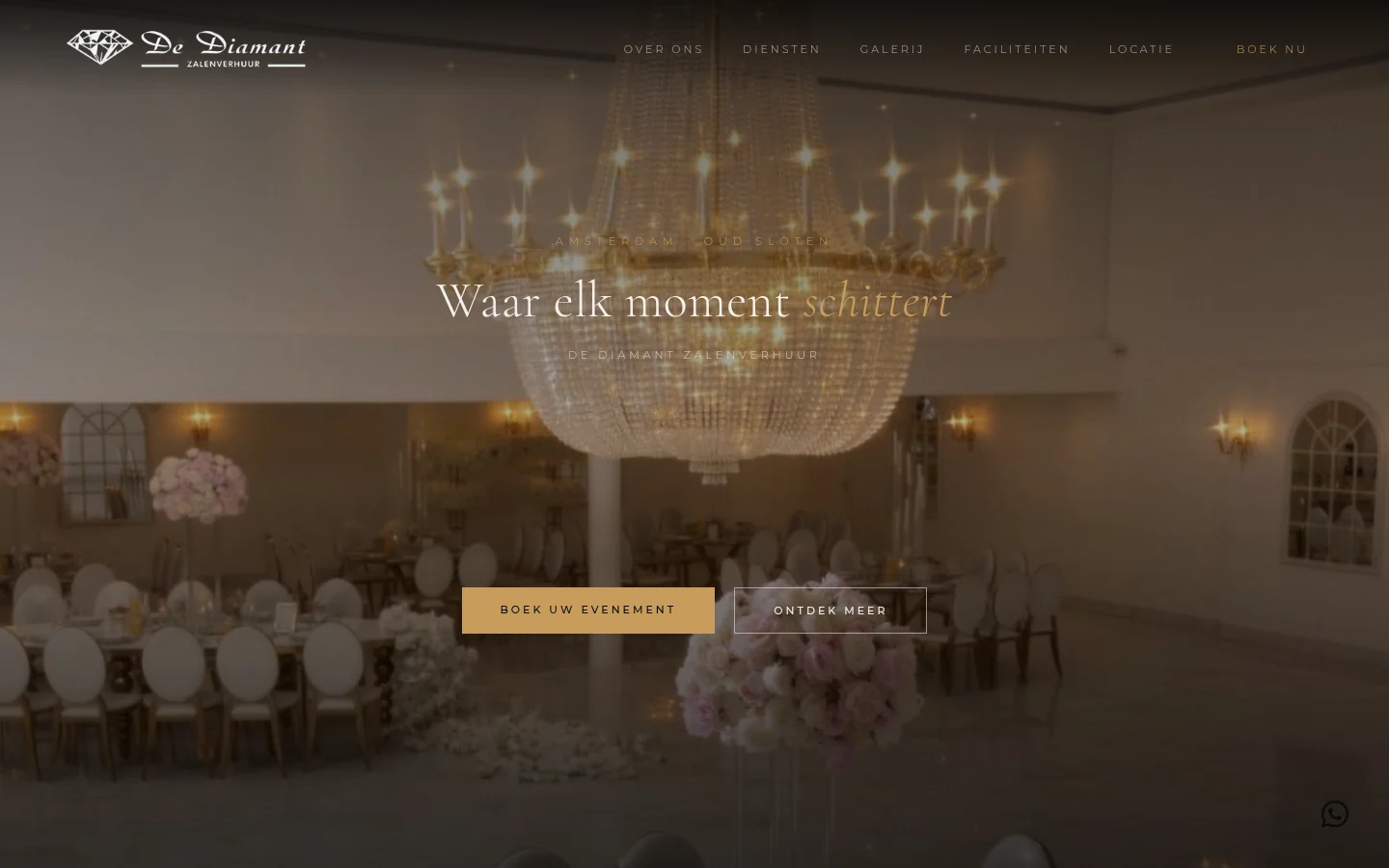 Live website van De Diamant Zalenverhuur