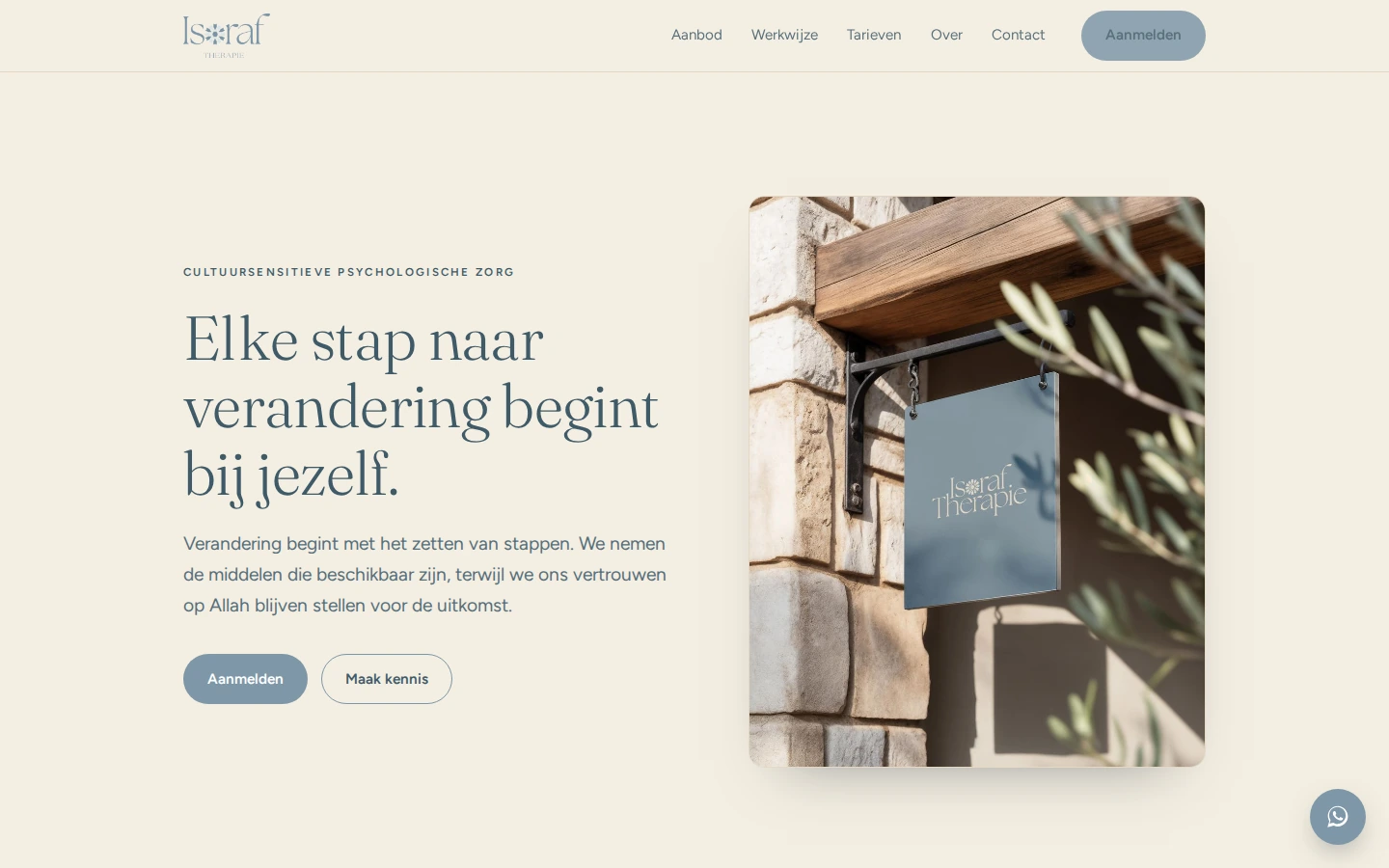 Screenshot van de website van Isoraf Therapie