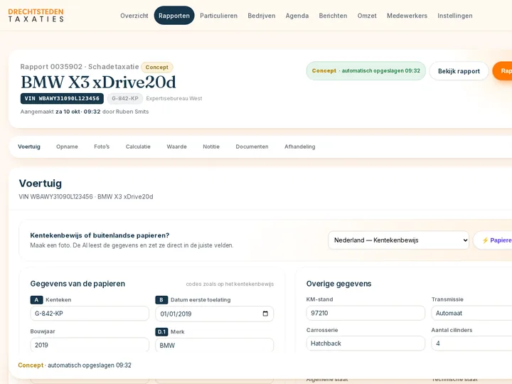 Een taxatierapport invullen