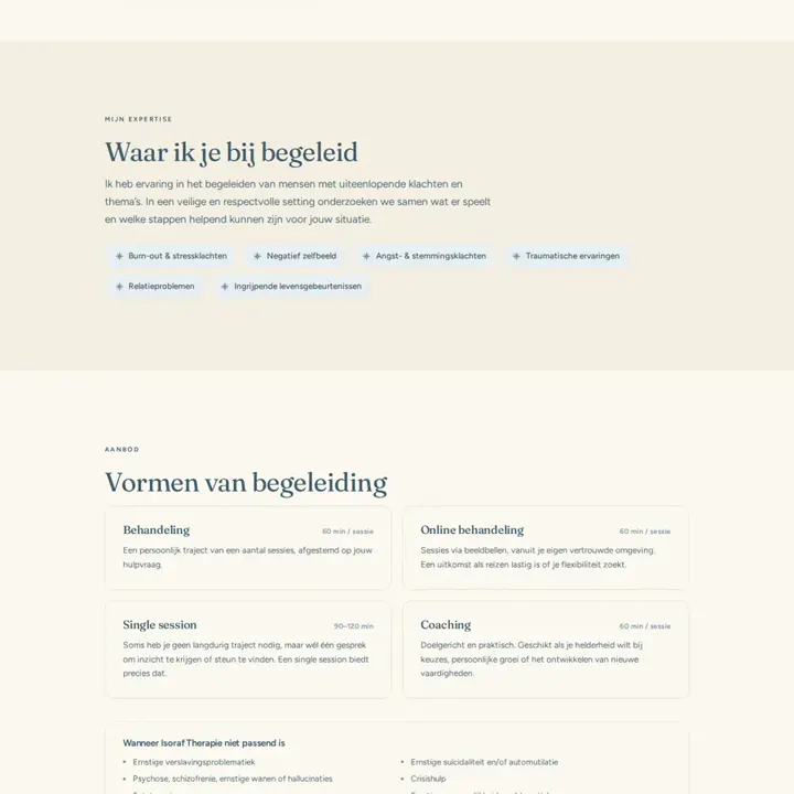 Vormen van begeleiding bij Isoraf Therapie