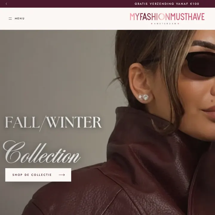 Campagnebeeld Fall/Winter Collection op de homepage