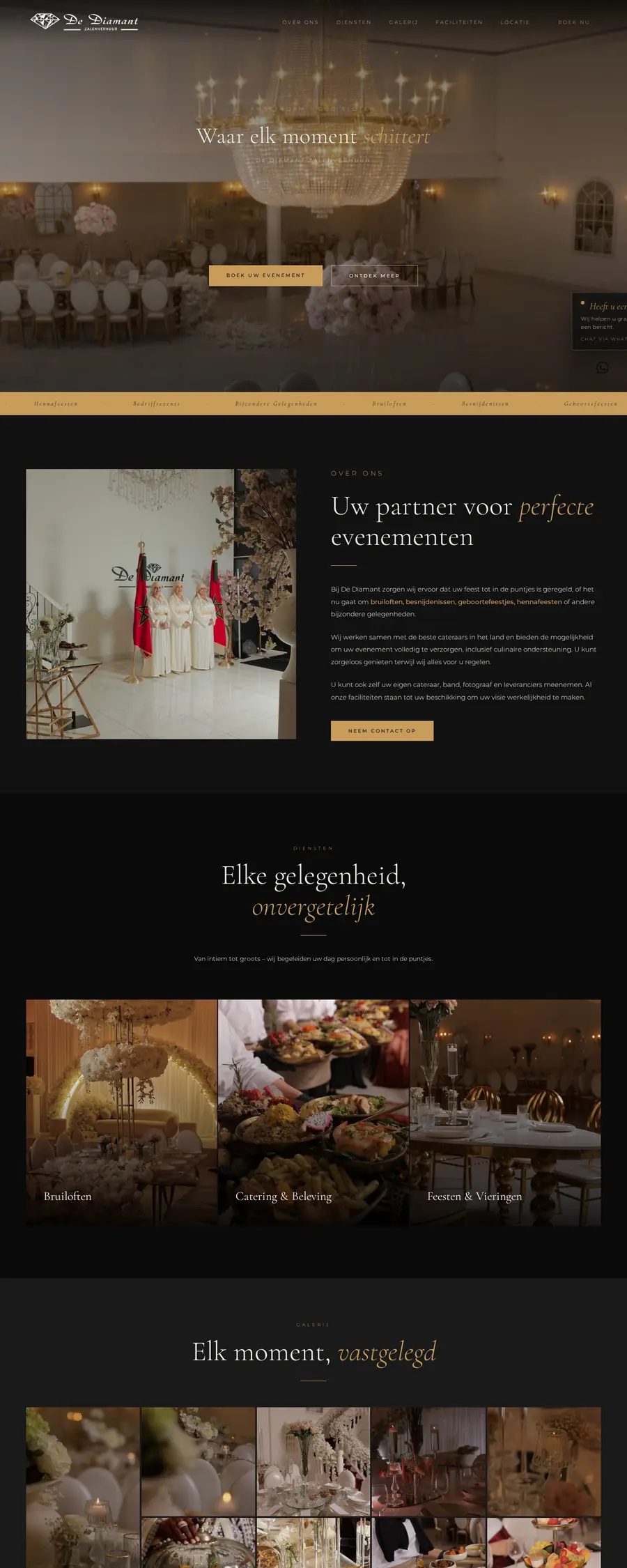 Homepage van zaalverhuurdediamant.nl