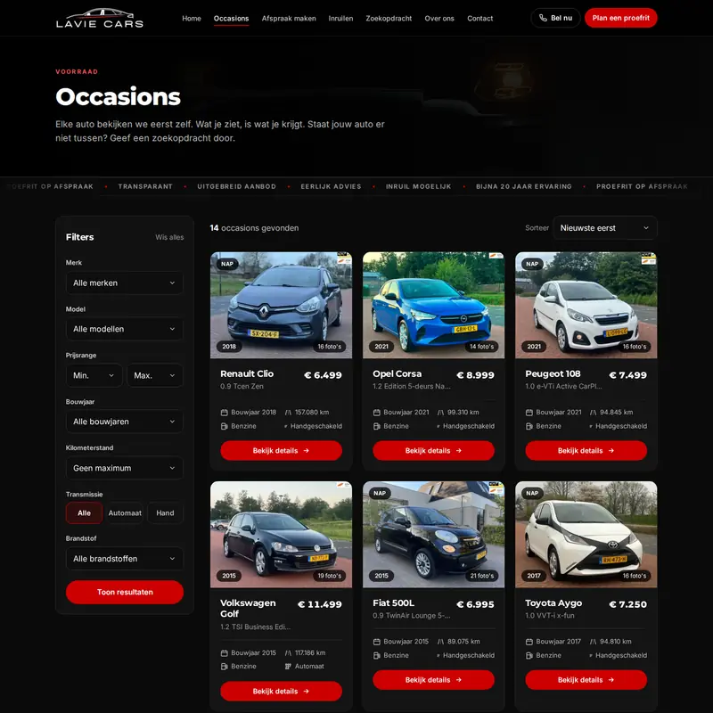 Voorraadpagina van Lavie Cars