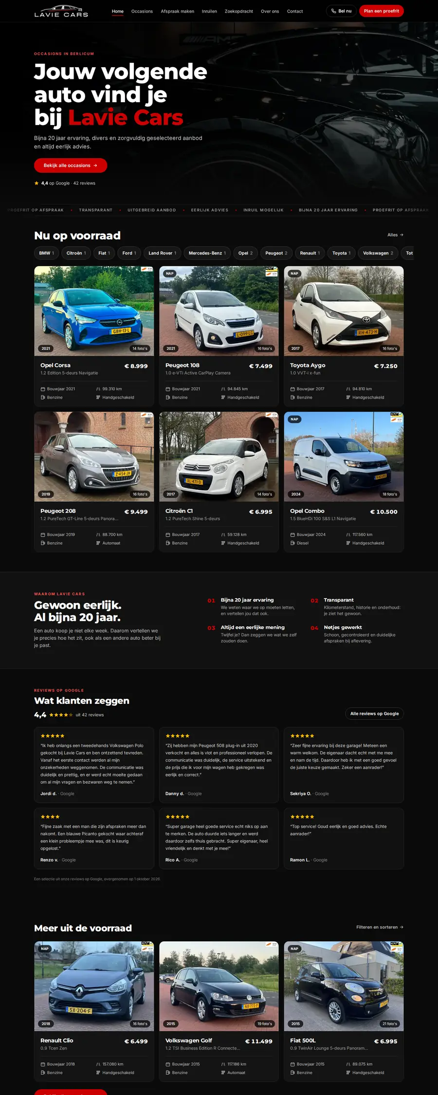 Homepage van laviecars.nl